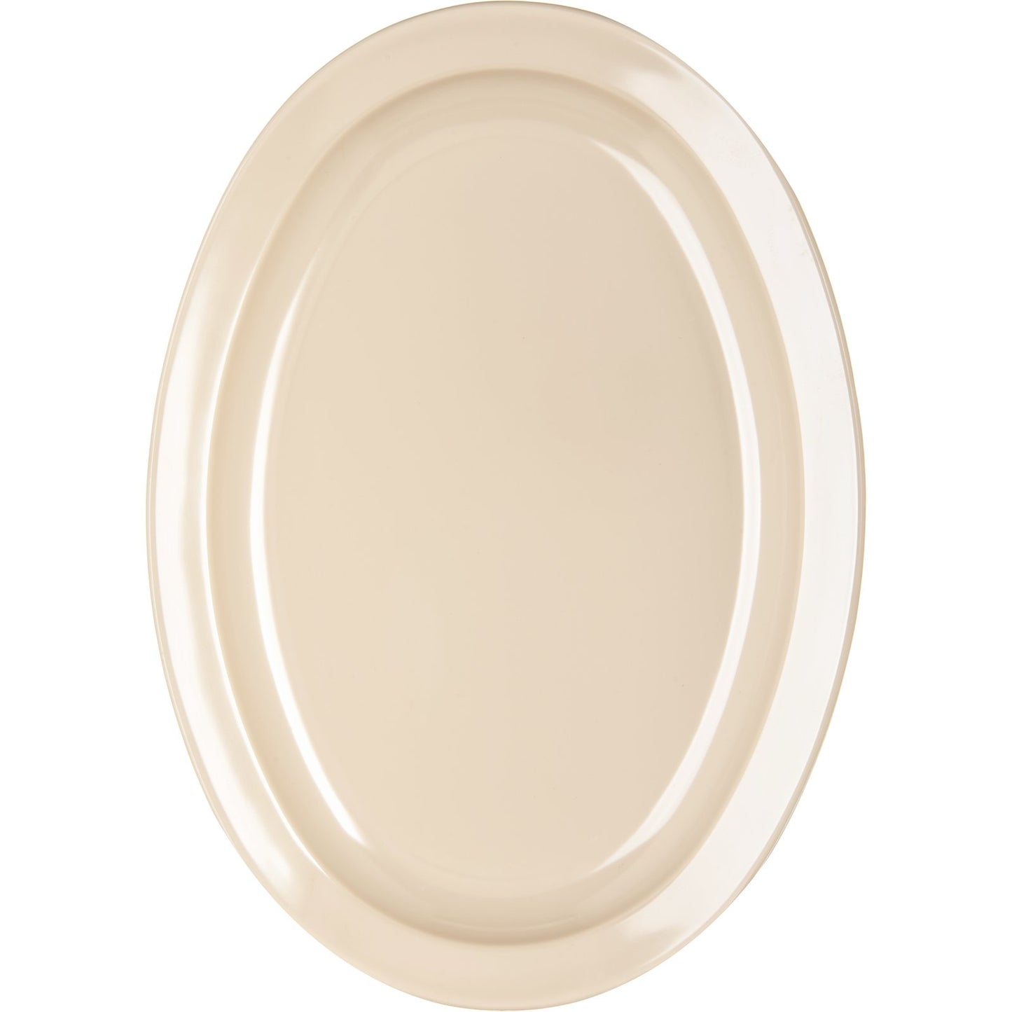 Carlisle KL12625 13.5" x 9.75" Tan Kingline Melamine Oval Platter Tray