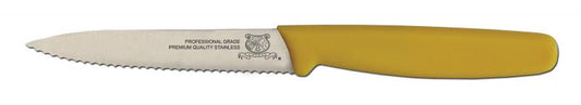 Omcan 11498 4-inch Wavy Edge Paring Knife with Yellow Polypropylene Handle