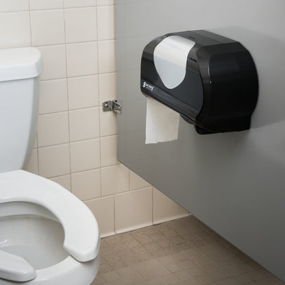 San Jamar R3670BKSS Black-Stainless Steel Dual Plastic Summit Versatwin Standard Roll Tissue Dispenser, 1.5" core