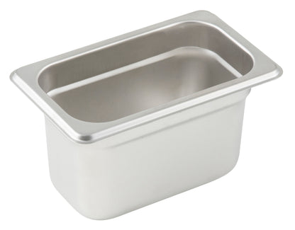 Winco SPJL-904 1/9 Size Stainless Steel Anti-jam Steam Pan, 4" Deep