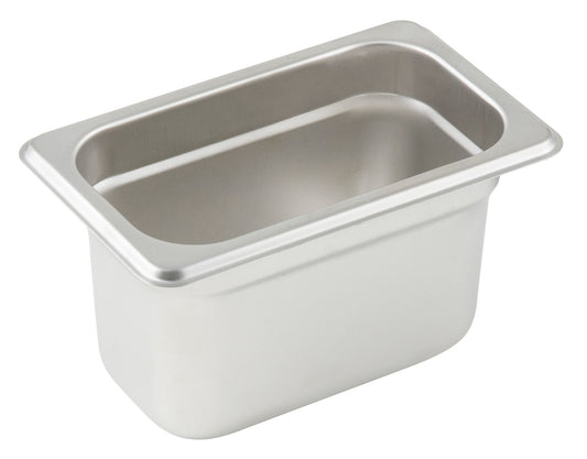 Winco SPJL-904 1/9 Size Stainless Steel Anti-jam Steam Pan, 4" Deep