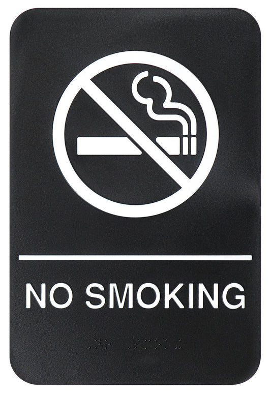 Winco SGNB-601 6" x 9" Information Sign (Braille) - "No Smoking Area"