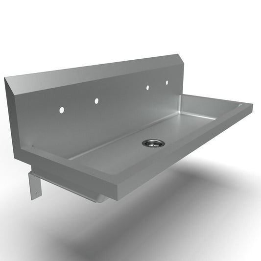 BK Resources MSHSA-48W2 48" 2-Station Stainless Steel Wall-Mount Handwash Sink with 8" O.C. Splash Mount