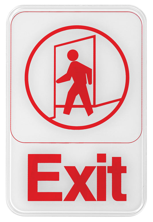 Winco SGN-681W 6" x 9" White Information Sign - "Exit"