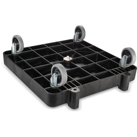 Carlisle C2236H03 350 lbs 22.5" x 22.5" x 39.5" Black Polyethylene E-Z Glide Warewashing Rack Dolly with Handle