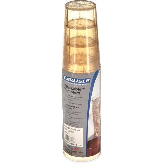 Carlisle 5212-8113 12 oz Amber SAN Stackable Tumbler - Cash & Carry (6/pk)