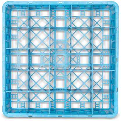 Carlisle RG2514 Carlisle Blue 25-Compartment Polypropylene OptiClean Divided Glass Rack 3.25