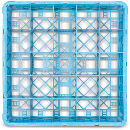 Carlisle RG2514 Carlisle Blue 25-Compartment Polypropylene OptiClean Divided Glass Rack 3.25