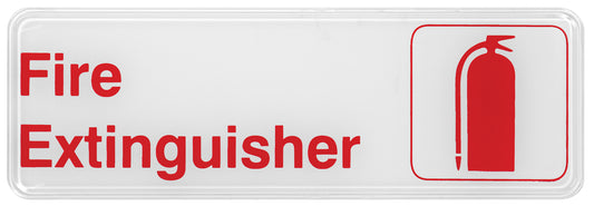 Winco SGN-382W 3" x 9" White Information Sign - "Fire Extinguisher"