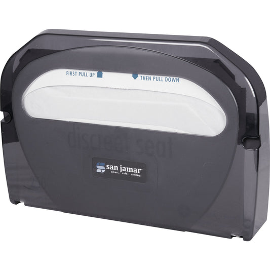 San Jamar TS510TBK 16.5" x 12" x 3" Black Pearl Plastic Toilet Seat Cover Dispenser