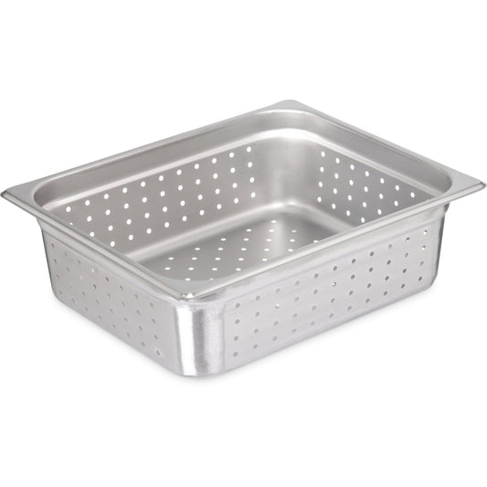 Carlisle 607124P 1/2 Size Stainless Steel DuraPan Light Gauge Perforated Steam Table Hotel Pan, 4" Deep