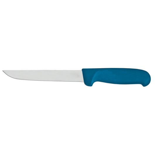 Omcan 23866 6-inch Straight Blade Boning Knife with Blue Super Fiber Handle