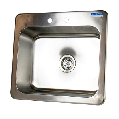 BK Resources DDI-2016824 One Compartment Stainless Steel Drop-In Sink 20L x 16W x 8D Bowls