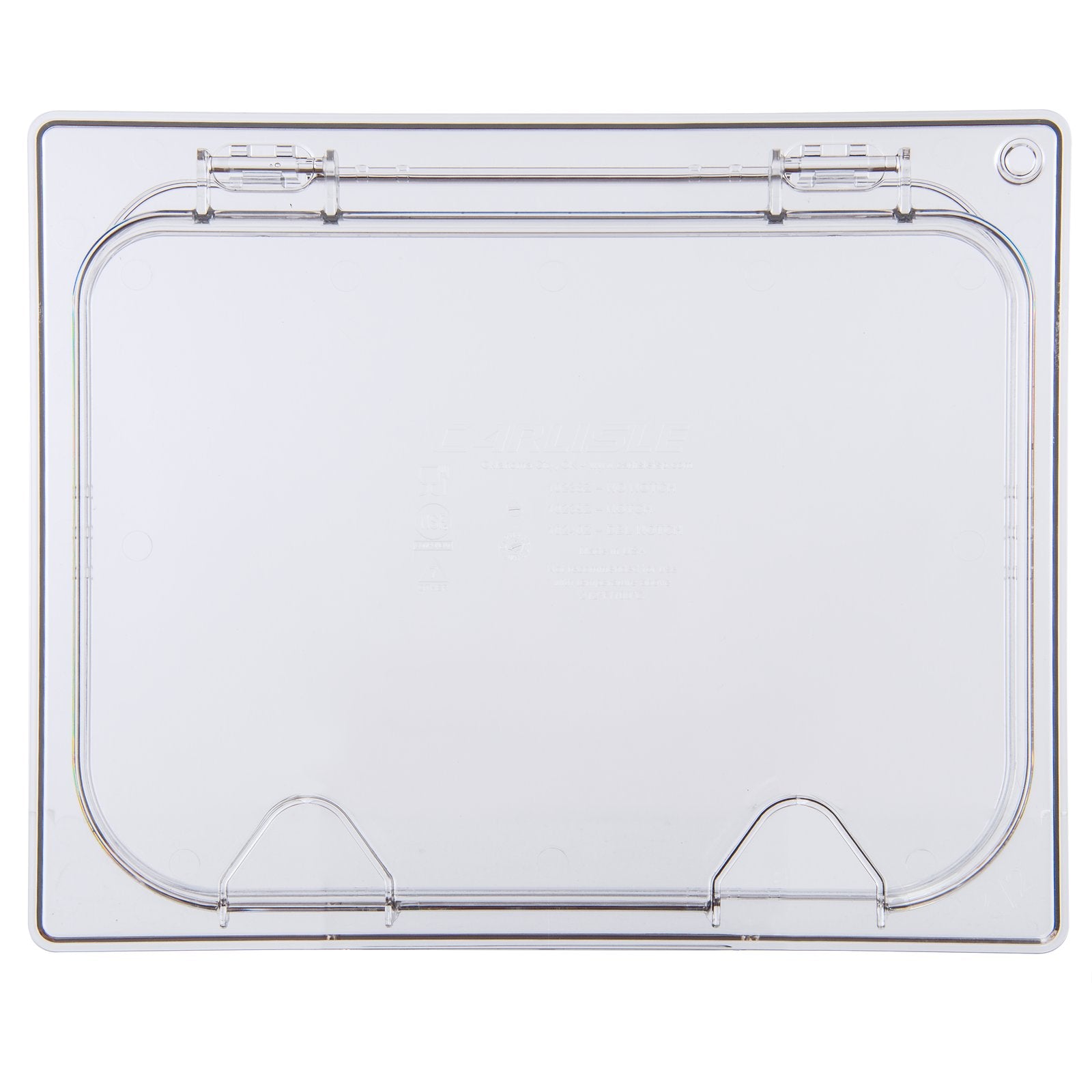 Carlisle 10239Z07 1/2 Size Clear StorPlus EZ Access Hinged Notched Universal Food Pan Lid