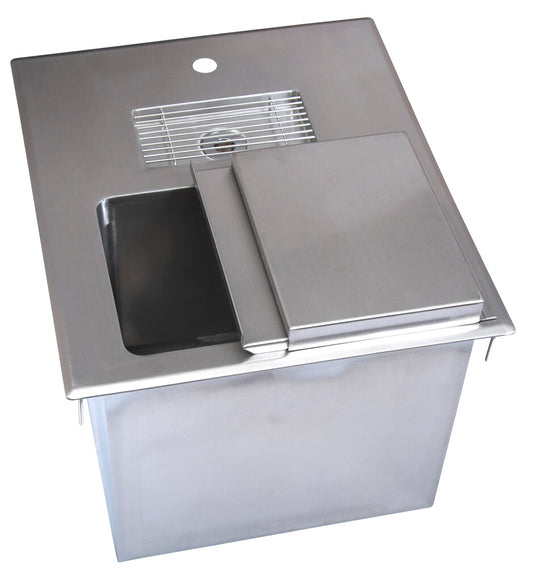 BK Resources BK-DIWSBL-2118X Stainless Steel Dropin Ice Bin w/ Water Station And Lid