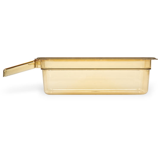 Carlisle 30861H13 1/3 Size Amber High Heat Plastic StorPlus Food Pan with Handle, 4" Deep