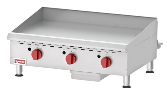 Omcan 43018 Gas Stainless Steel Countertop Griddle With Thermostatic Control with 3 Burners