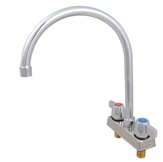 BK Resources BKD-8G-G 4" Chrome-Plated Brass O.C. Workforce Deck Mount Faucet W/8" Gooseneck Spout