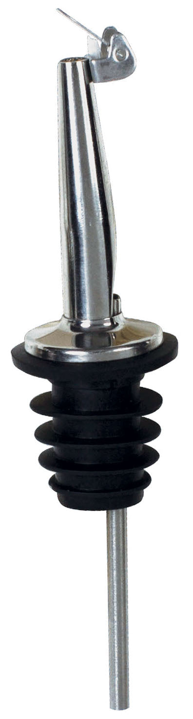 Winco PPM-4C Black Plastic Stopper Tapered Spout & Hinged Cap Metal Pourers