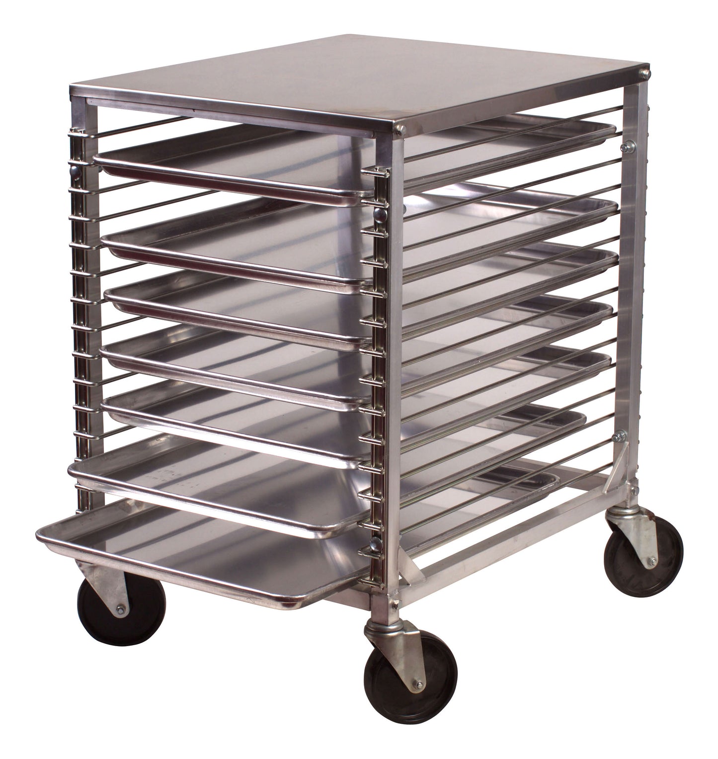 Winco ALRK-15 15-Tier Aluminum Sheet Pan Rack Half-Height w/ Work Surface