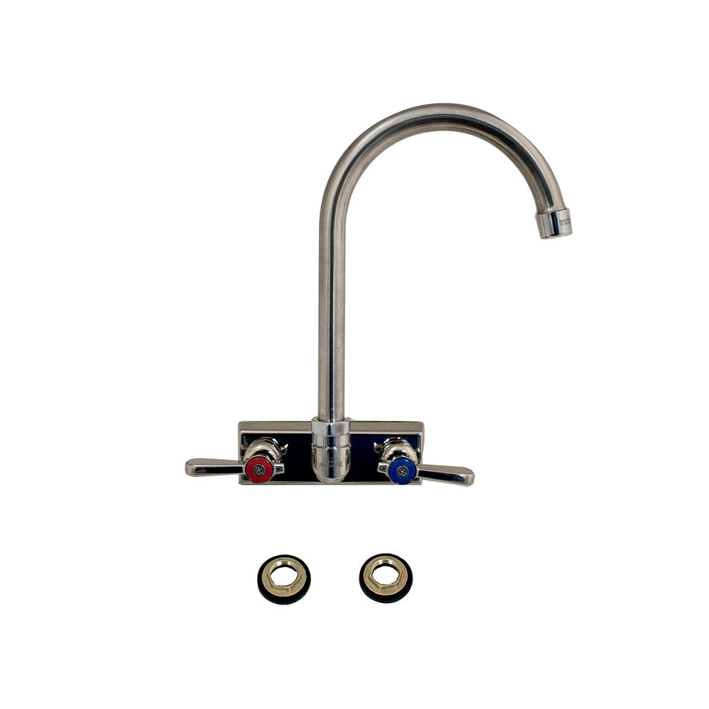 BK Resources EVO-4SM-5G Stainless Steel Evolution 4" Splash Mount Faucet, 6 Gooseneck Spout
