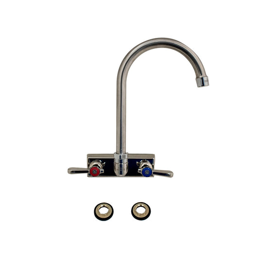 BK Resources EVO-4SM-5G Stainless Steel Evolution 4" Splash Mount Faucet, 6 Gooseneck Spout