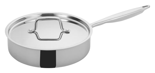 Winco TGET-3 3 Qt. Stainless Steel Triply Saute Pan w/ Cover