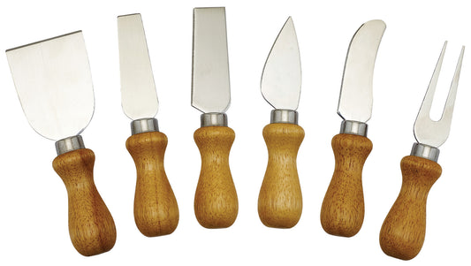 Winco KCS-6W Cheese Knife Set w/ Wooden Handle