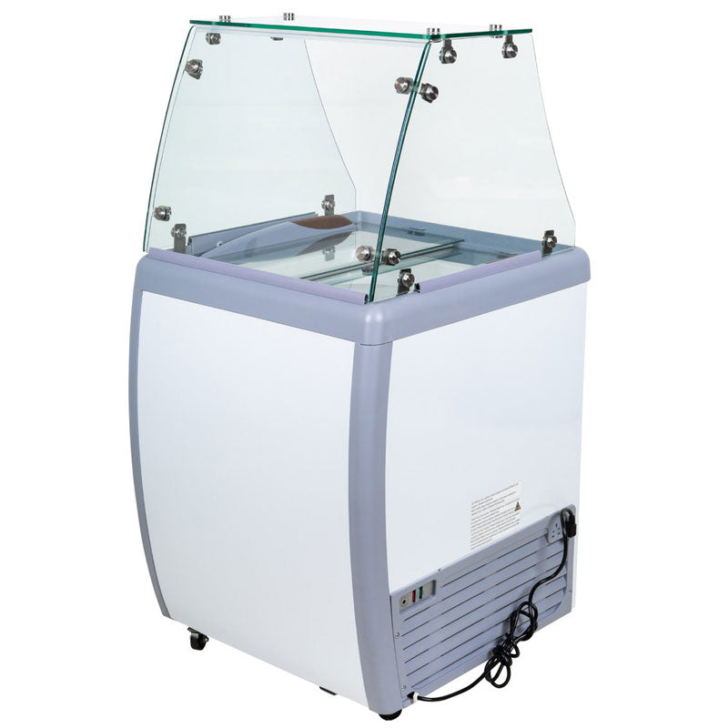 Omcan 44590 26-inch Ice Cream Dripping Freezer with Flat Sneeze Guard