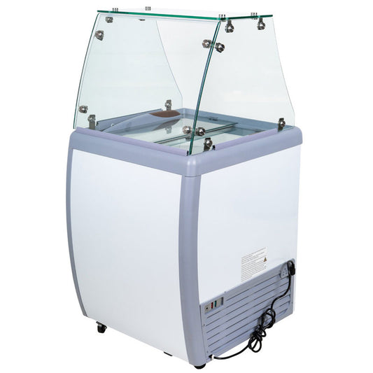 Omcan 44590 26-inch Ice Cream Dripping Freezer with Flat Sneeze Guard