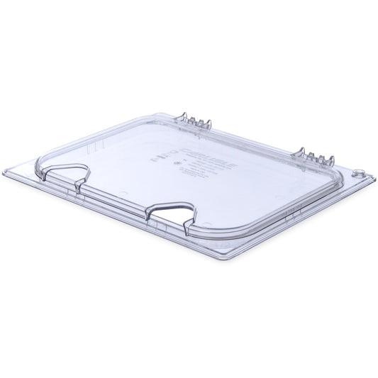 Carlisle 10239Z07 1/2 Size Clear StorPlus EZ Access Hinged Notched Universal Food Pan Lid