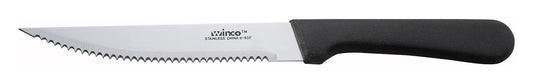 Winco K-60P 5" Blade Black Pointed Tip Polypropylene Handle Steak Knives
