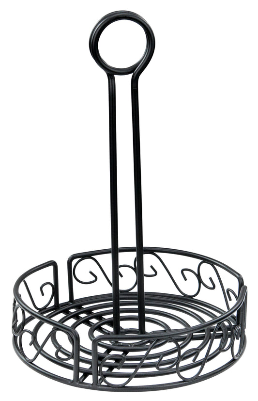 Winco WBKH-6R 6-1/4" Black Round Wire Condiment Caddy