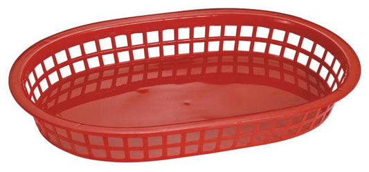 Omcan 80356 10" x 7" Red Oval Plastic Fast Food Serving Basket