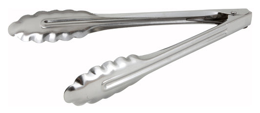 Winco UT-9LT 9-1/2" Stainless Steel Utility Tong, Medium Weight
