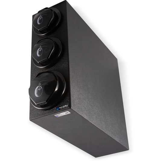 San Jamar L2913BK Black EZ-Fit Lid Dispenser L2200C (2) and L2400C (1) Trim Rings Cabinet