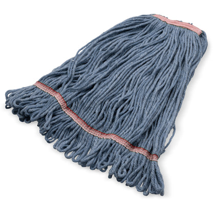 Carlisle 369325M14 Large Blue Acrylic Fiber Anti-Microbial Looped-End Mop with Red Band
