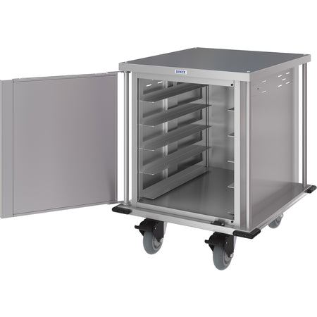 Dinex DXPTQC2T1D10 2 Trays Per Slide 10 Trays Single Door Stainless Steel Dinex Totally Quiet Compact Meal Delivery Cart