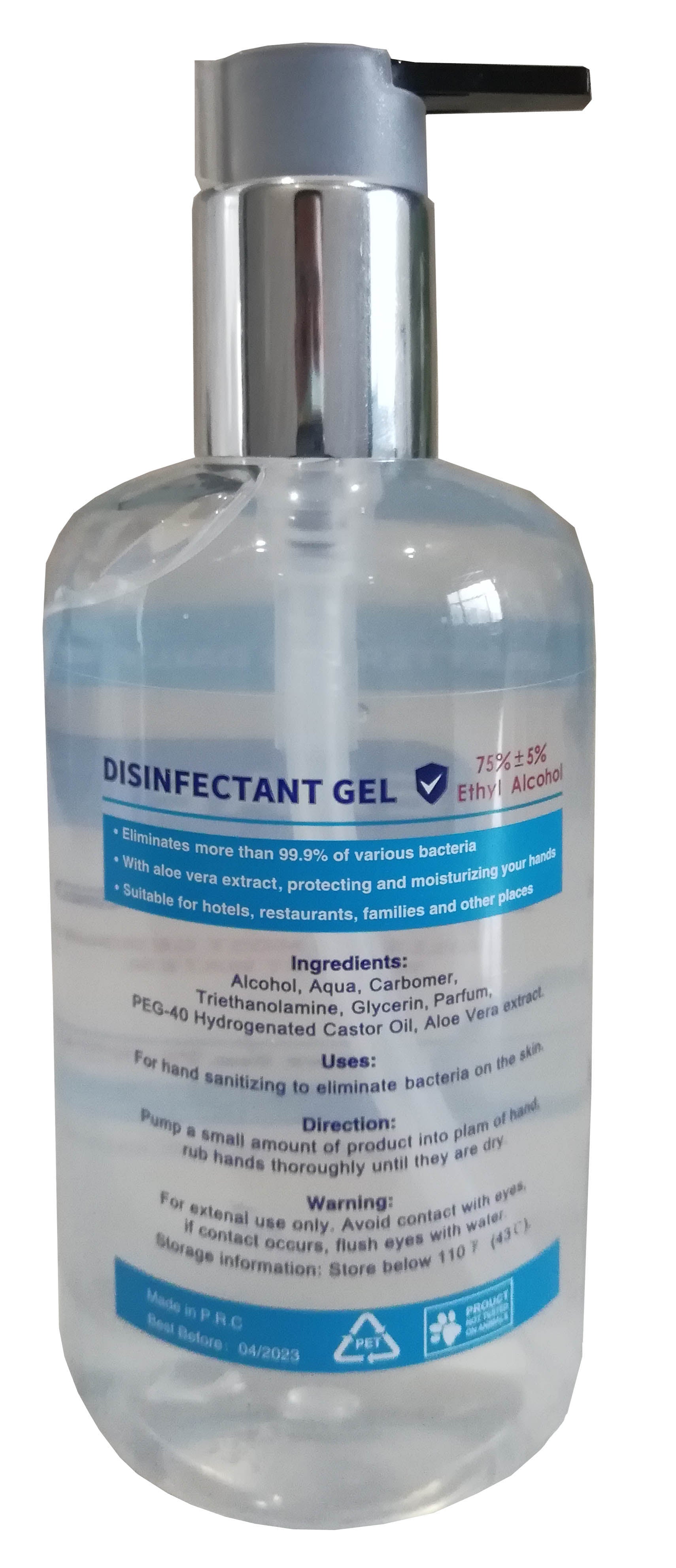 Omcan 46668 300ml Clear Bottle Hand Sanitizer with 75% Alcohol and Pump