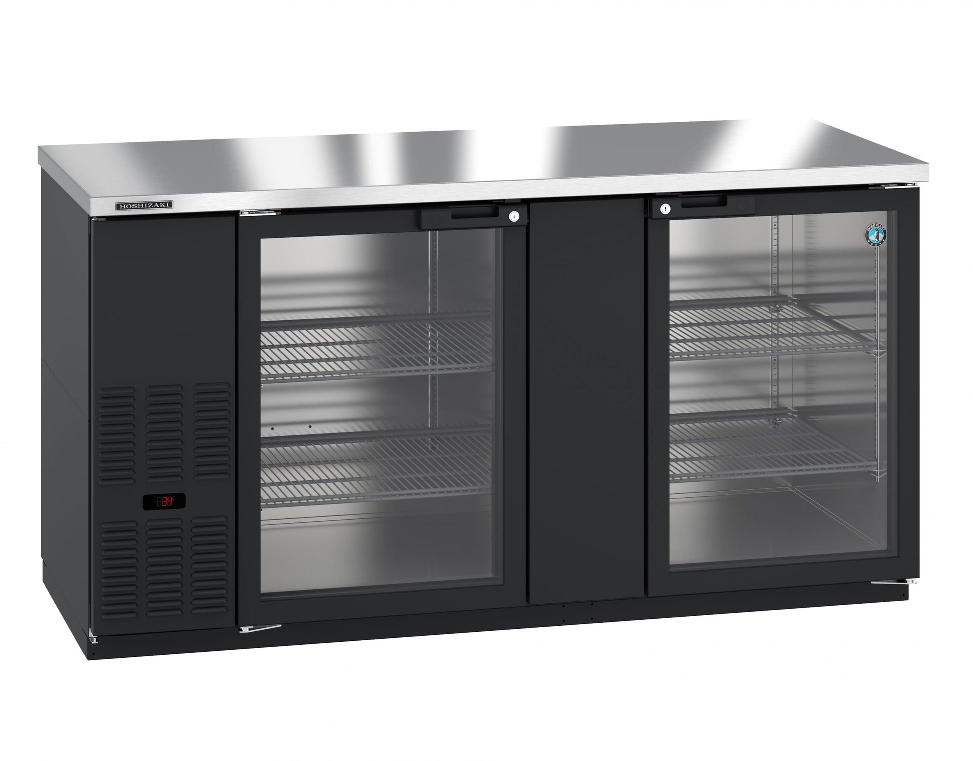 Hoshizaki BB69-G Black Two Section Vinyl Back Bar Back Bar, Glass Doors Refrigerator