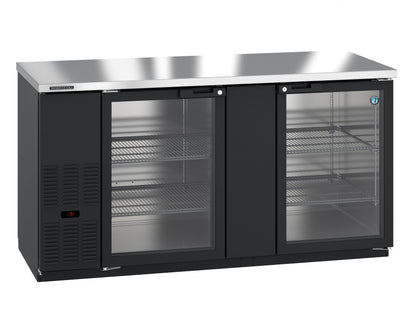 Hoshizaki BB69-G Black Two Section Vinyl Back Bar Back Bar, Glass Doors Refrigerator