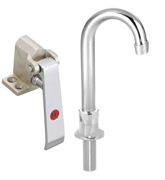 BK Resources BKSPKV-DGS-G Single Pedal Knee Valve Kit w/ Deck Mount Faucet - 3-1/2" Gooseneck