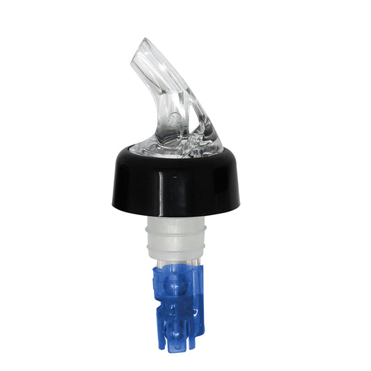 Omcan 80880 7/8 oz Clear Spout / Blue Tail Measured Liquor Pourer with Collar