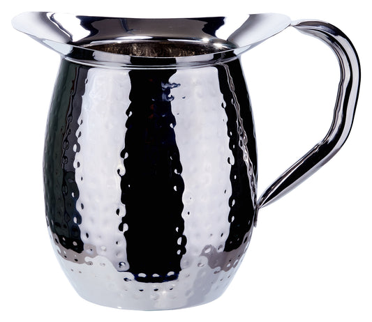 Winco WPB-2H 2 Qt. Stainless Steel Hammered Bell Pitcher