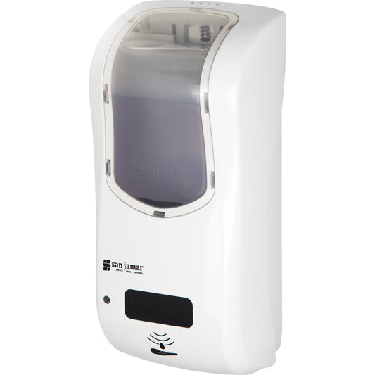 Carlisle SH970WHCL 900 mL White/Clear Plastic Classic Rely Hybrid Electronic Soap, Liquid & Lotion