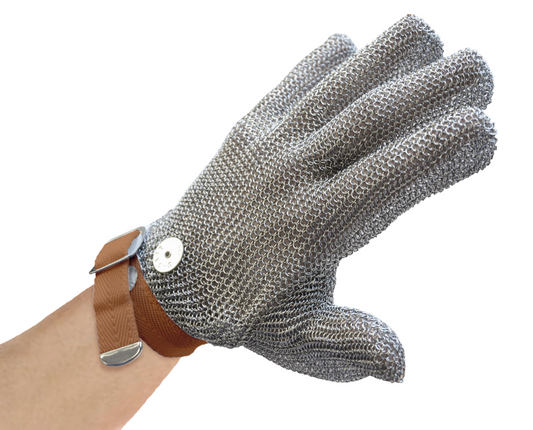 Omcan 13561 Extra Extra Large Mesh Glove with Brown Wrist Strap