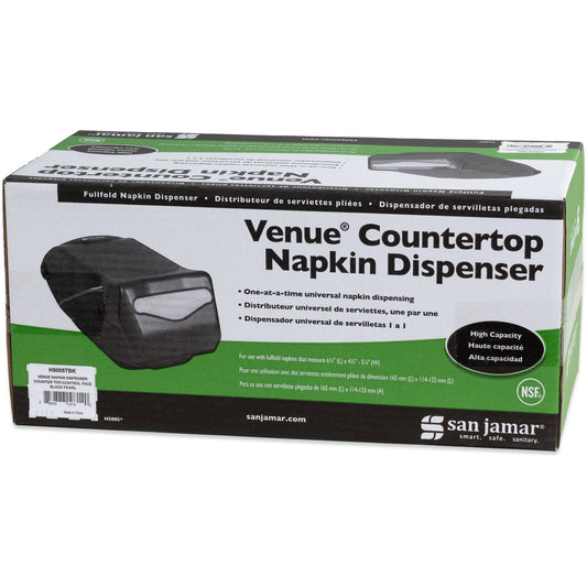 Carlisle H5005TBK 450 Napkin Black ABS Venue Napkin Dispenser with Stand, Fullfold Control Face