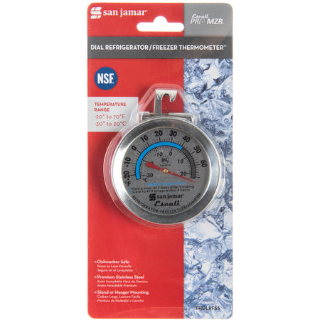 San Jamar THDLRFSS Silver ABS Refrigerator / Freezer Thermometer NSF Listed