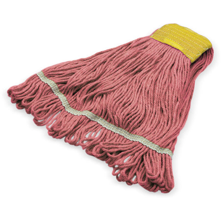 Carlisle 369412B05 Small Red Synthetic/Cotton Blend 4 Ply Looped-End Mop w/ Yellow Band