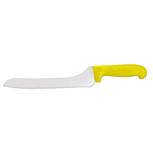 Omcan 12444 9-inch Slicer Off-Set Wave Edge Blade Knife with Yellow Polypropylene Handle